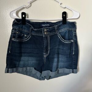 Wallflower Dark Blue Rolled-Hem Denim Shorts